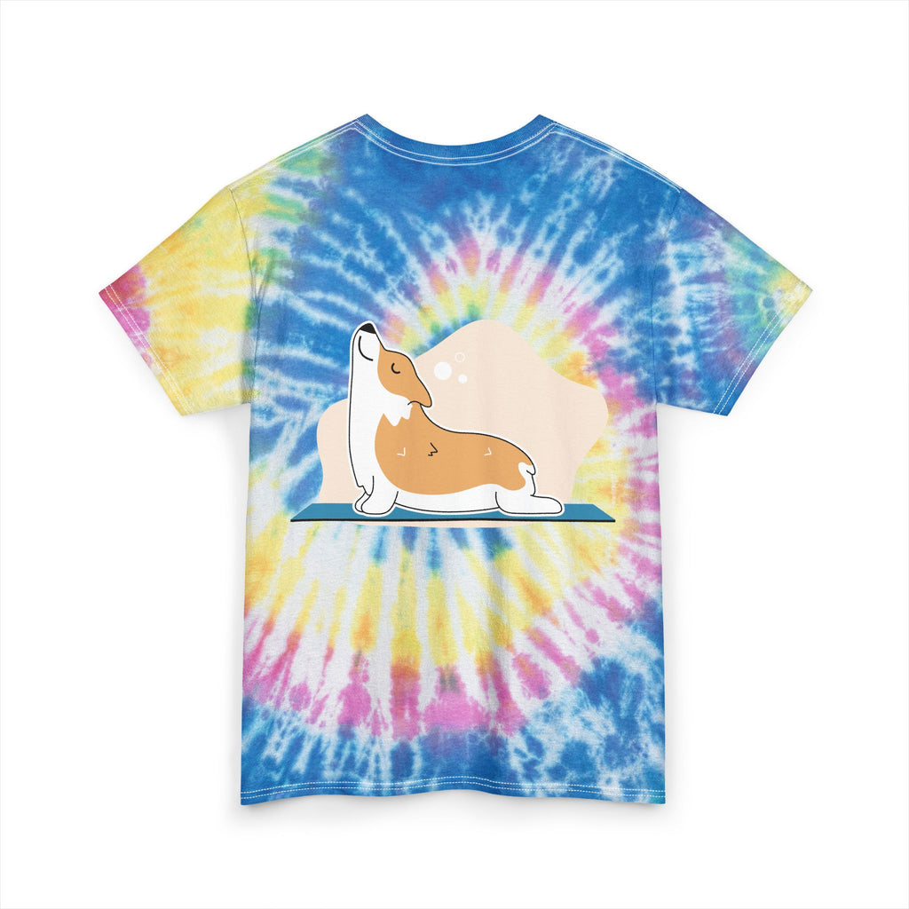 Stay Pawsitive Dog Tie-Dye Tee — Cute Corgi Yoga Graphic T-Shirt