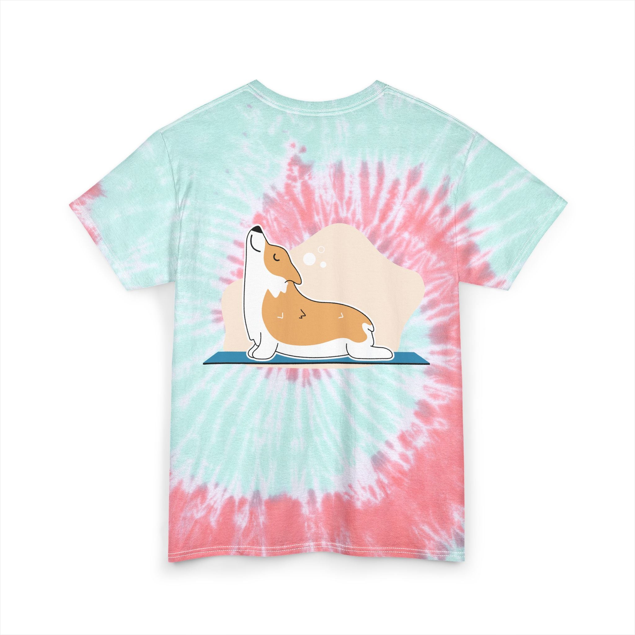 Stay Pawsitive Dog Tie-Dye Tee — Cute Corgi Yoga Graphic T-Shirt
