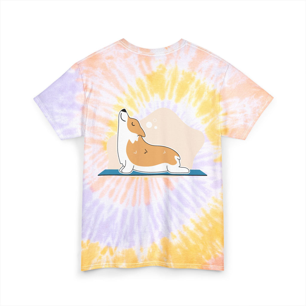 Stay Pawsitive Dog Tie-Dye Tee — Cute Corgi Yoga Graphic T-Shirt