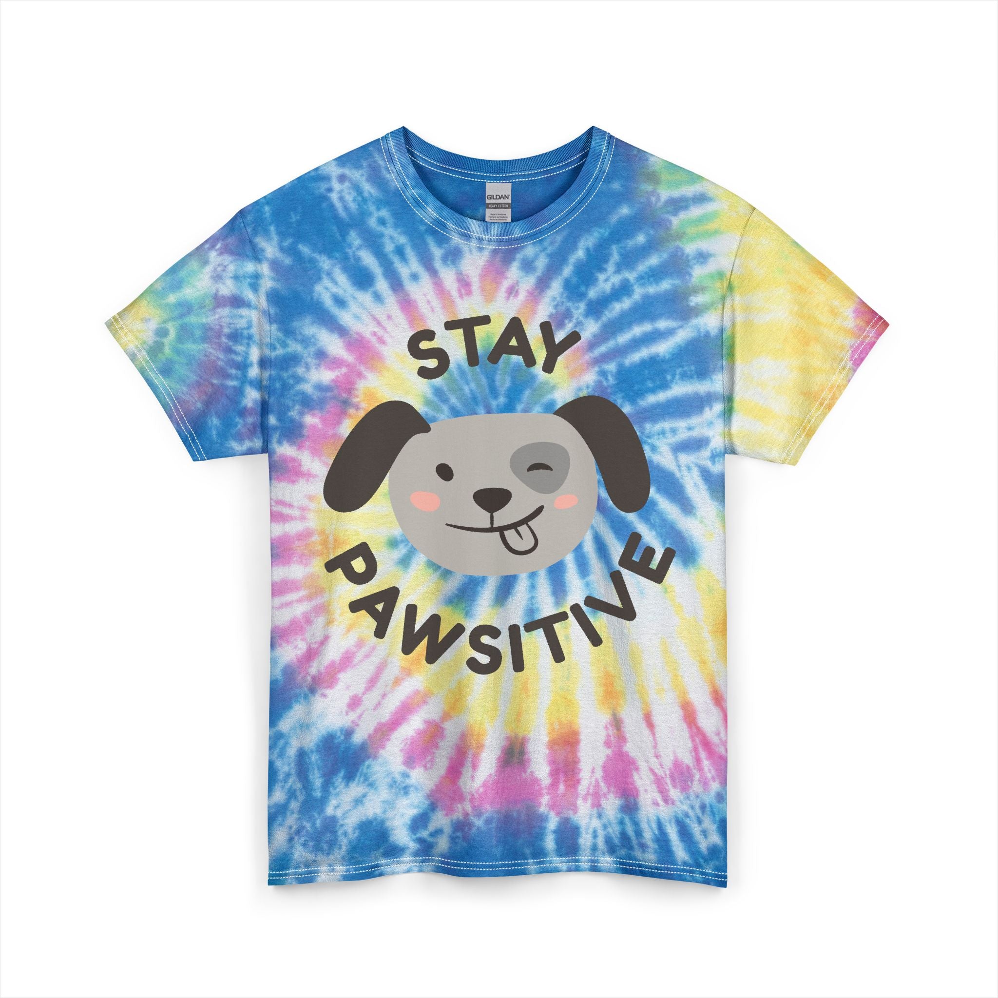 Stay Pawsitive Dog Tie-Dye Tee — Cute Corgi Yoga Graphic T-Shirt